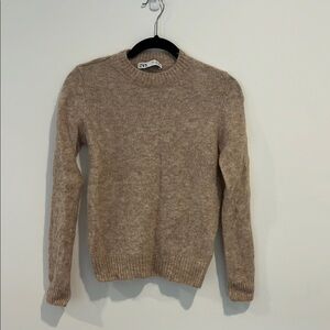 Zara Tan Alpaca and Wool Blend Sweater